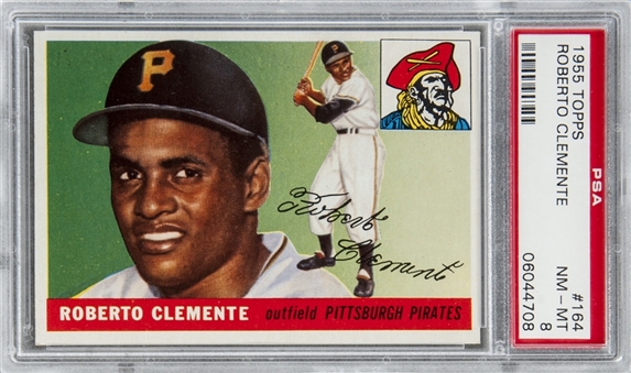 1955 Topps #164 Roberto Clemente Rookie Card - PSA NM-MT 8 